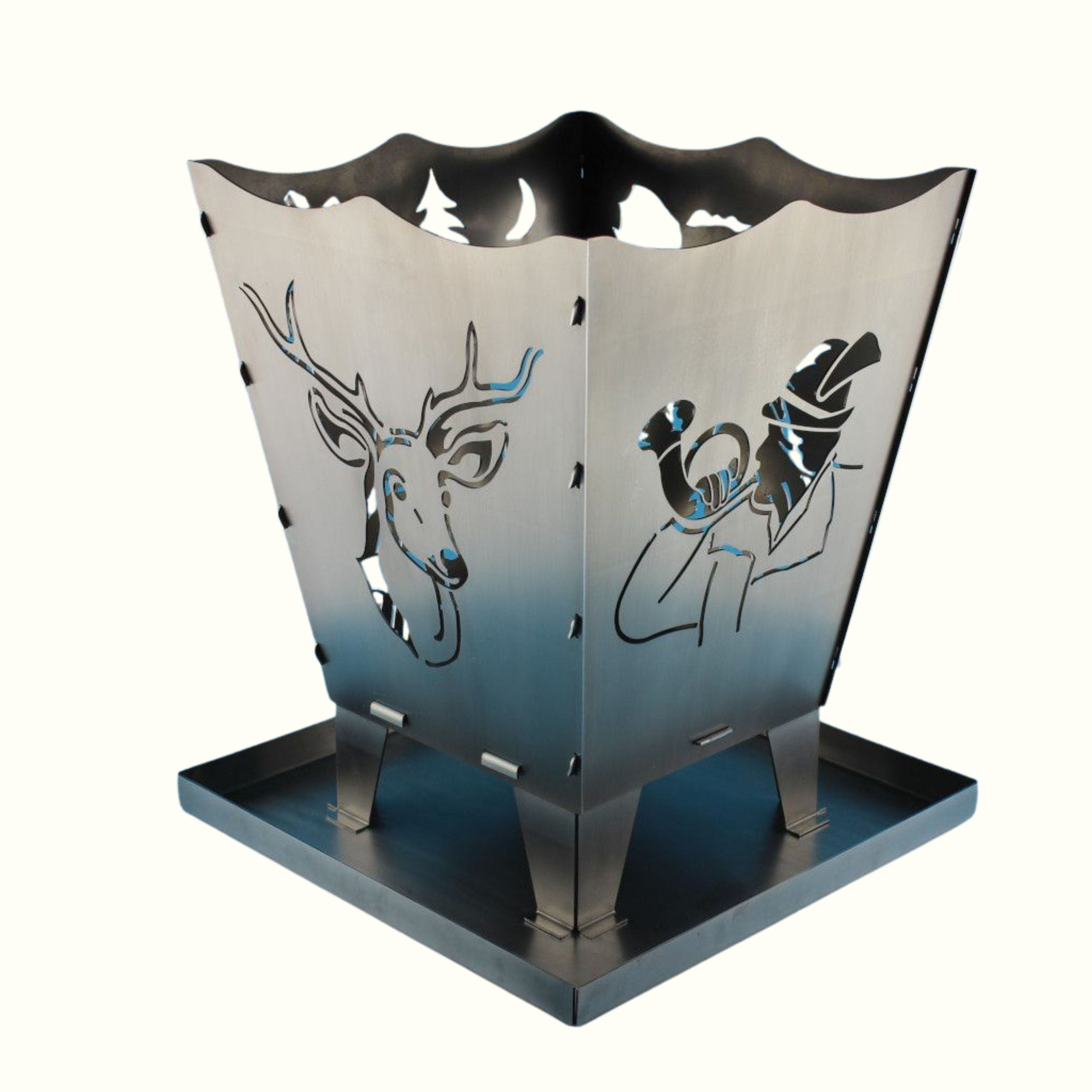 feuerkorb mit jagdmotiven
