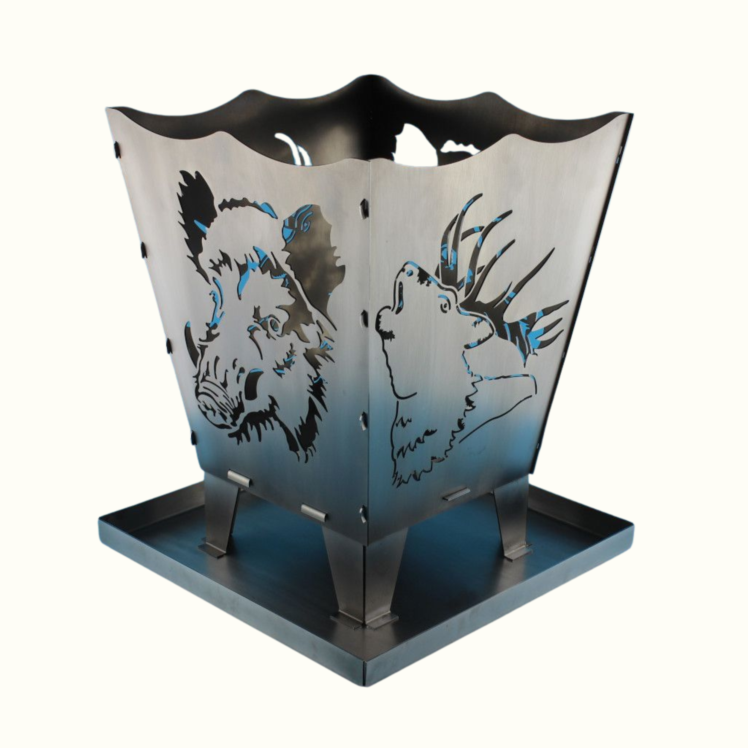 feuerkorb mit wildmotiven