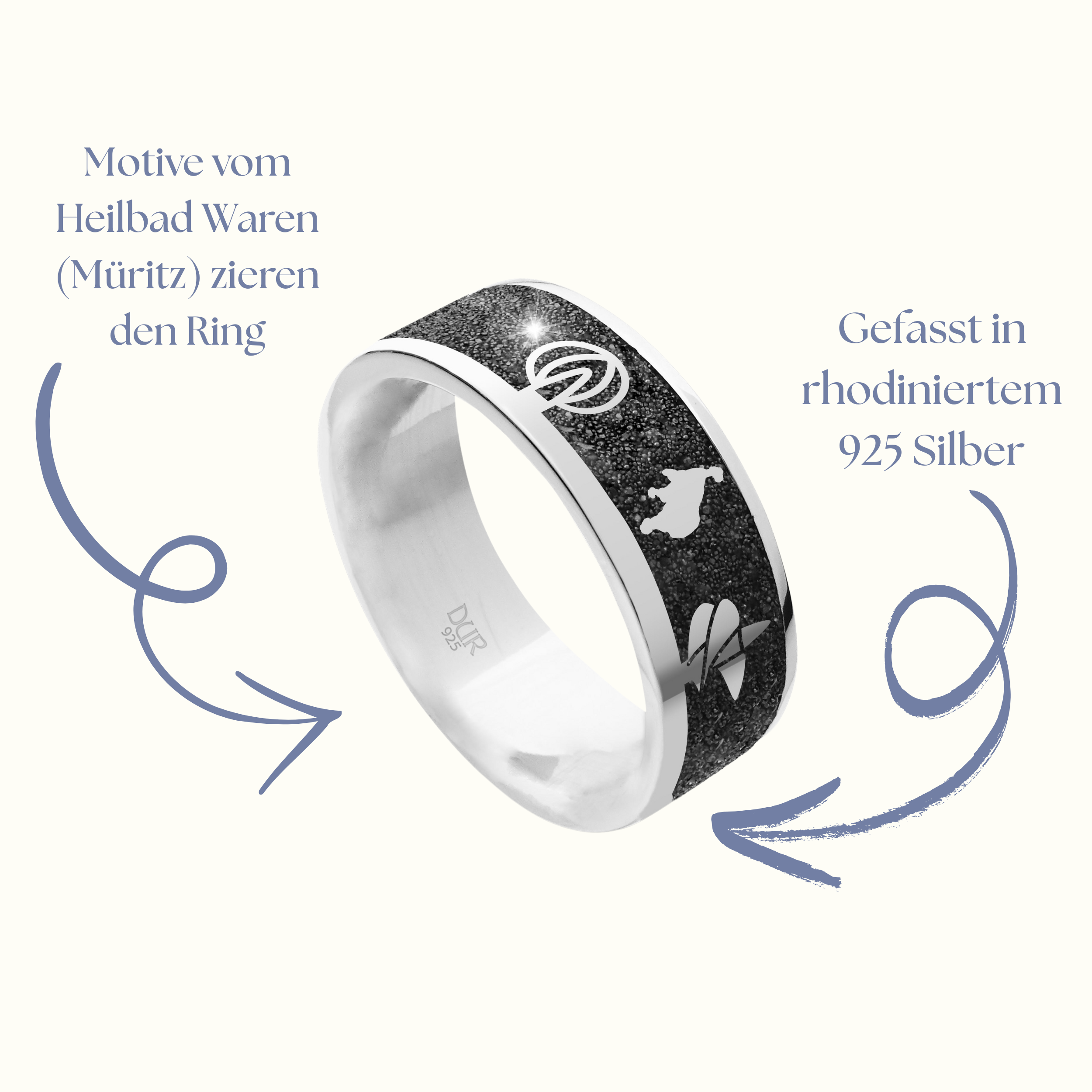 fingerring mit schwarzem lavasand