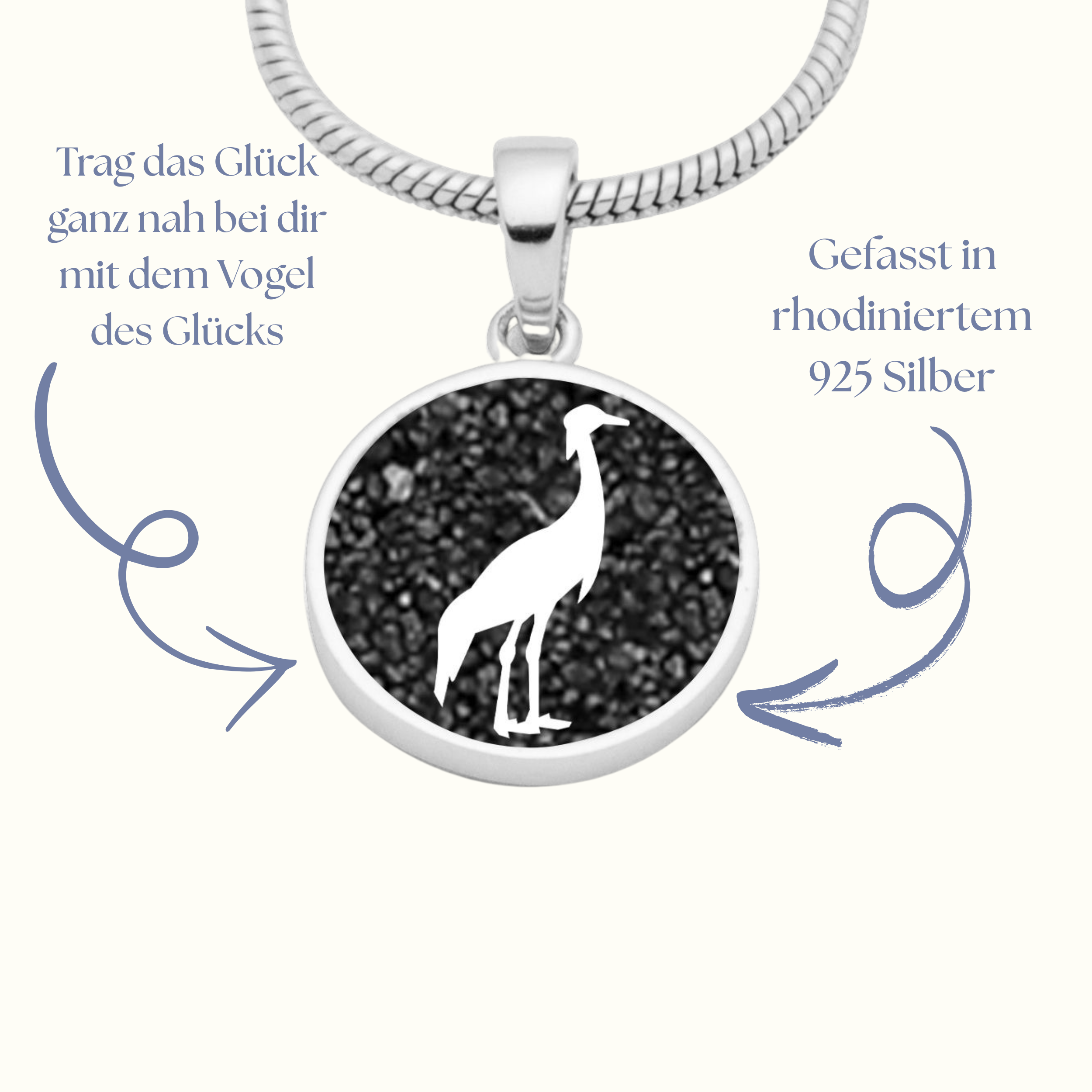 kranich der vogel des gluecks als kettenanhaenger