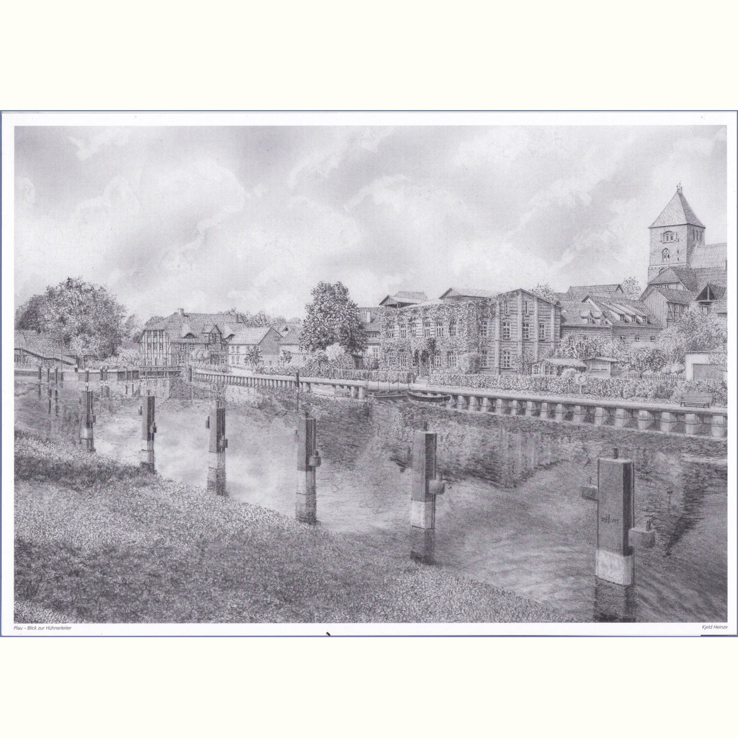 Bleistiftzeichnung von Plau am See