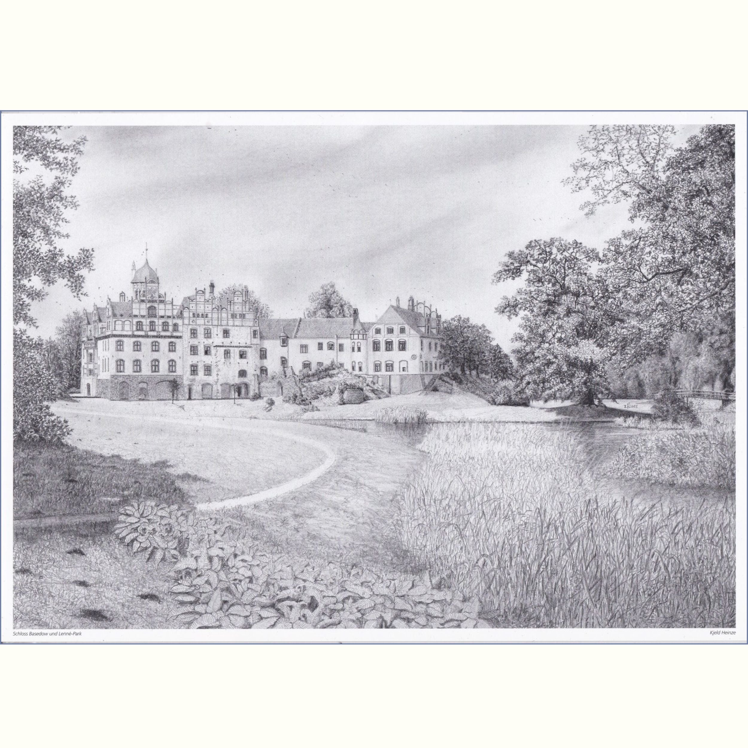 Bleistiftzeichnung vom Schloss Basedow