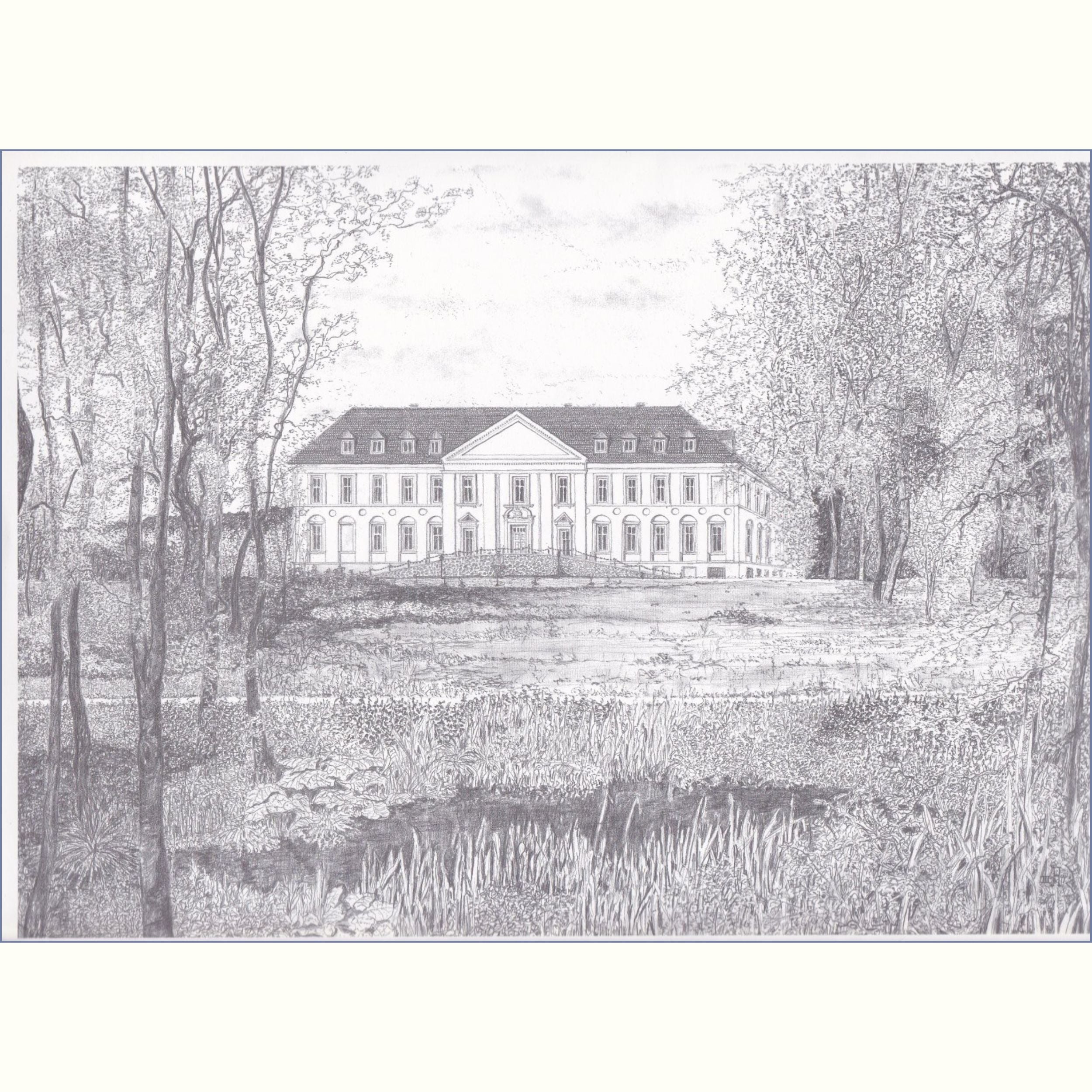 Bleistiftzeichnung vom Schloss Schorssow