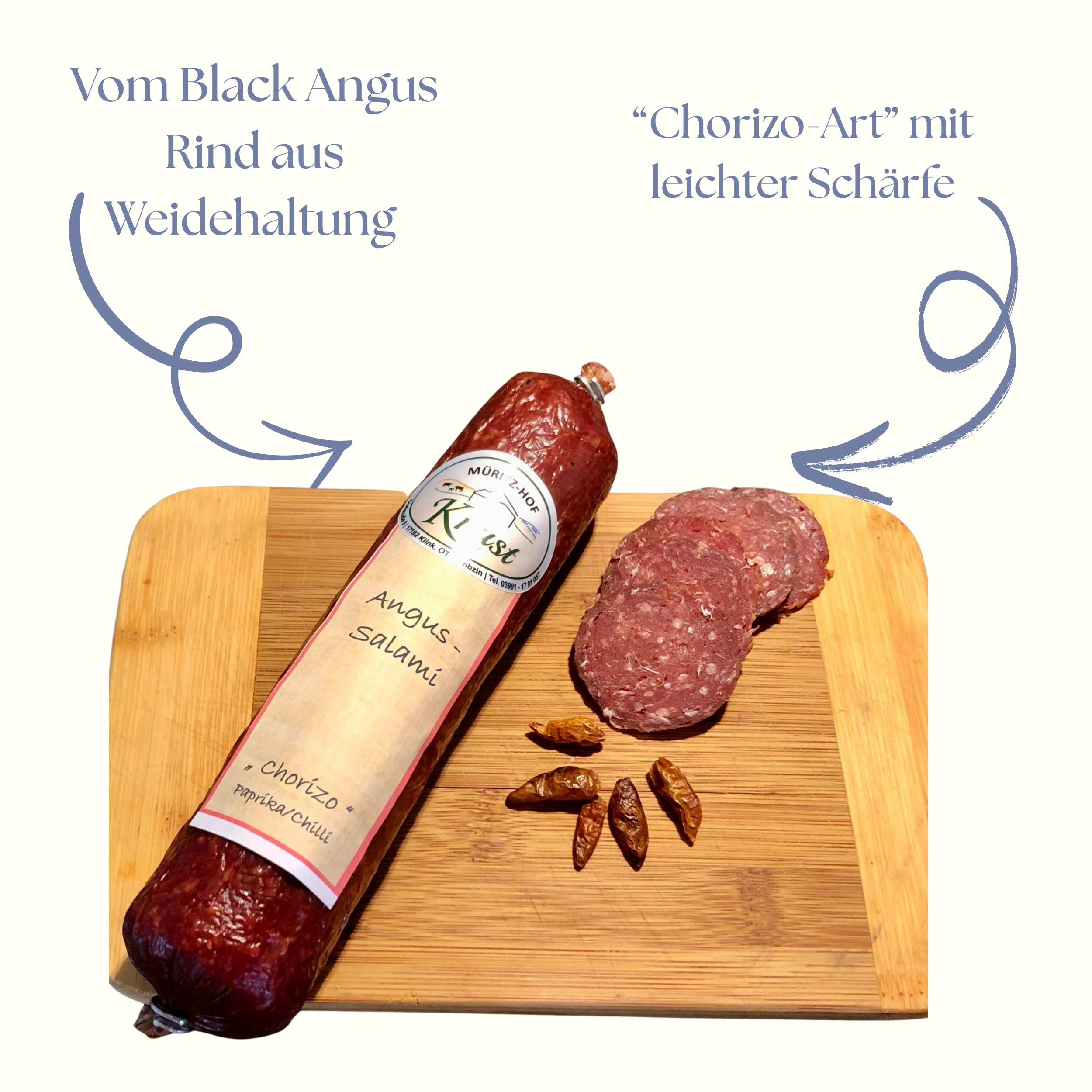 Rindersalami bio mit Chili und Paprika